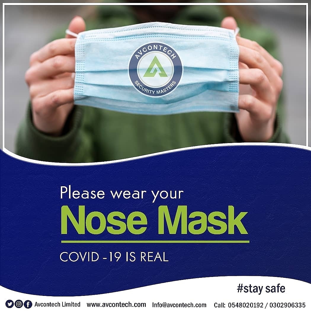 avcontechgh's tweet photo. Nose mask has been certified by health experts and renowned researchers across the world as one of the best ways of preventing the spread of COVID 19. Please wear a nose mask everywhere you go. We need you alive.
#no_live_no_security
#Healthsecurity
#AvcontechSecurity https://t.co/UfYWaUrtv3