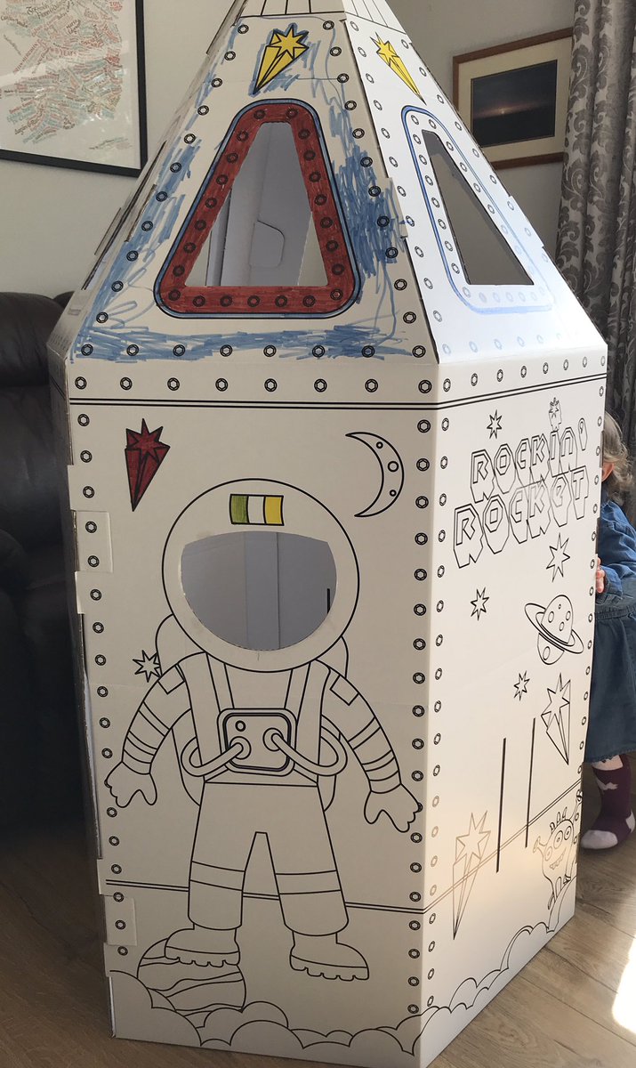 helenchicken's tweet photo. @cardboardmagic1 thank you for the fab build-it-yourself rocket! I love that my 6yo automatically coloured an Irish flag on the astronaut. What you think @Dr_Niamh_Shaw! https://t.co/h6iQ8bnnaO
