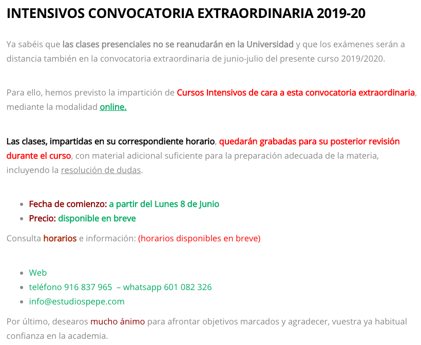 estudiospepe's tweet photo. 👉Ya está disponible también toda la info de los cursos intensivos de la convocatoria extraordinaria de junio en Getafe.
👀¡Consulta los horarios!: https://t.co/XCguo01sgm
#covid_19 #centrodeestudiospepe #uc3m #uc3mgetafe #ade #fico #economía #grados #stopsuspensos https://t.co/JWDyxK630k