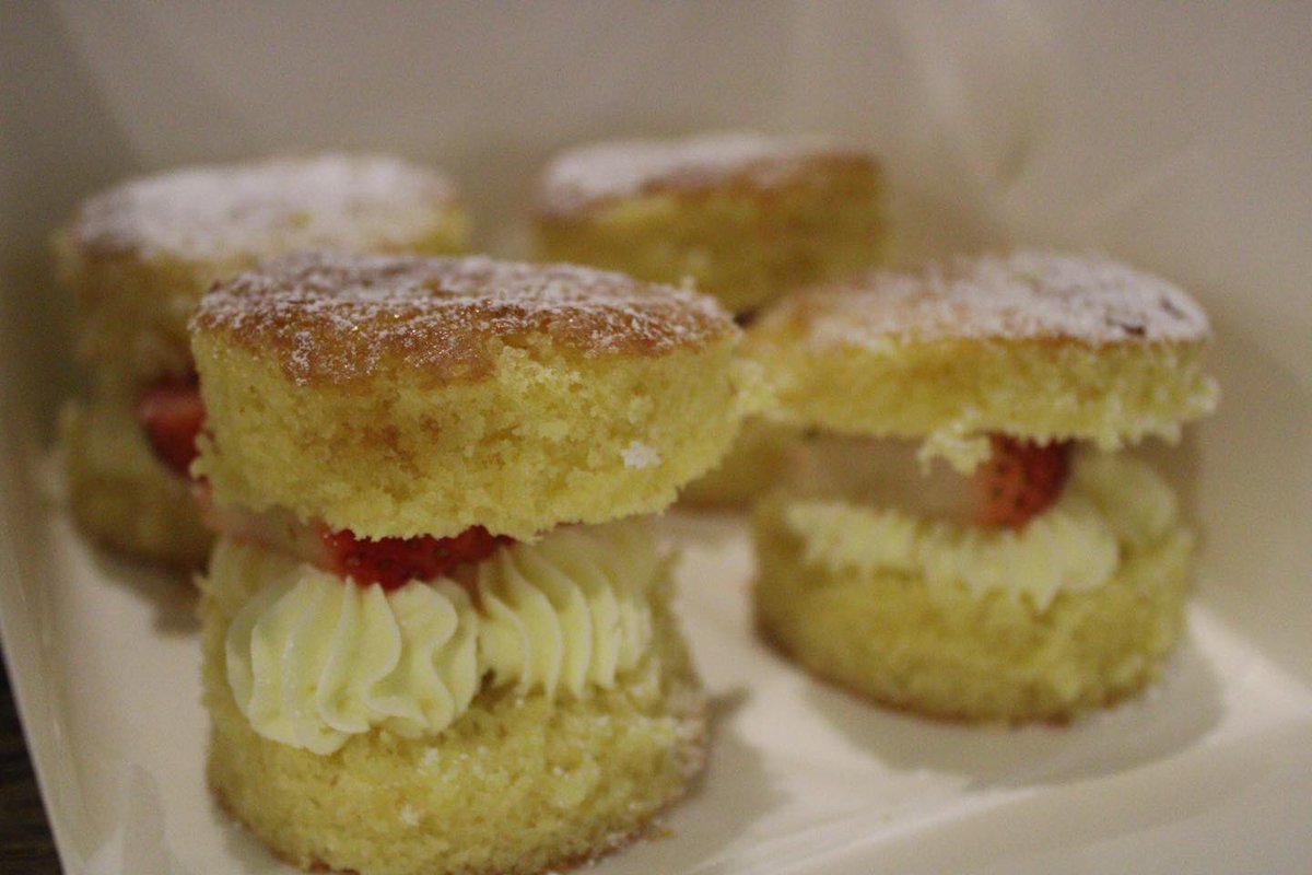 Classic Victoria sponges with whipped cream and strawberries. #cake #ladygreenshightea #Adelaide #hightea