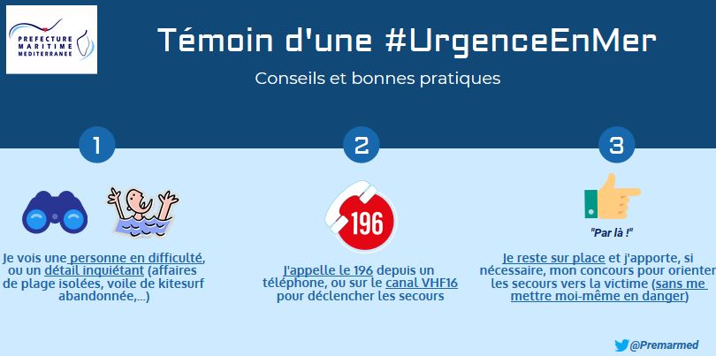 [#PrudenceEnMer] Témoin d'une situation d'urgence en mer, quelques recommandations pour donner l'alerte et déclencher les secours 👇
Avec le déconfinement progressif, la vigilance de tous est importante !

#UrgenceEnMer196 ☎️