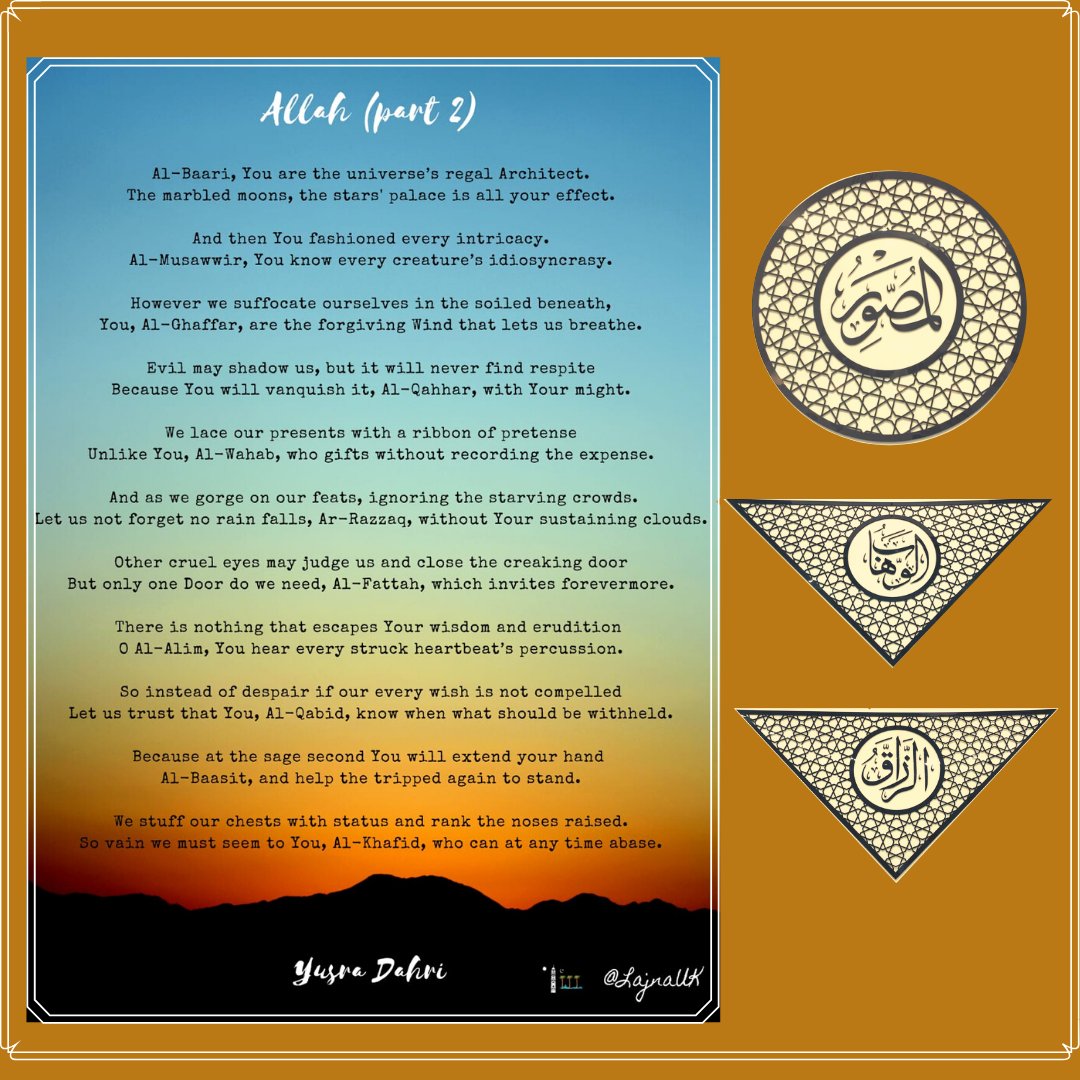 LajnaUK's tweet photo. Yusra Dahri's reflective poem is a study of eleven  #DivineAttributes, something we all need to ponder over as we go through the holy month of #Ramadan. https://t.co/Nhs3GCGb36