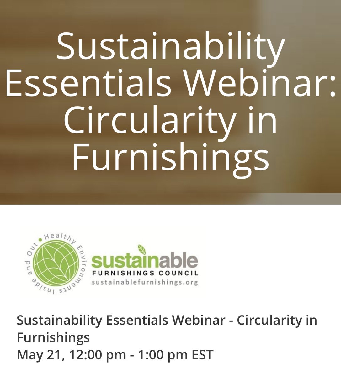 ASIDNYUCE's tweet photo. Have a free afternoon?  Here are some webinars happening later today.

“Sustainability Essentials Webinar: Circularity in Furnishings”
@SFCouncil
Noon
https://t.co/9GJmeKhEKs

“Respond, Adapt &amp; Innovate Post COVID-19”
@jffabrics 
2:00pm
https://t.co/dC6yGTKwZq
#webinar #covid19 https://t.co/k3Tw075tQf
