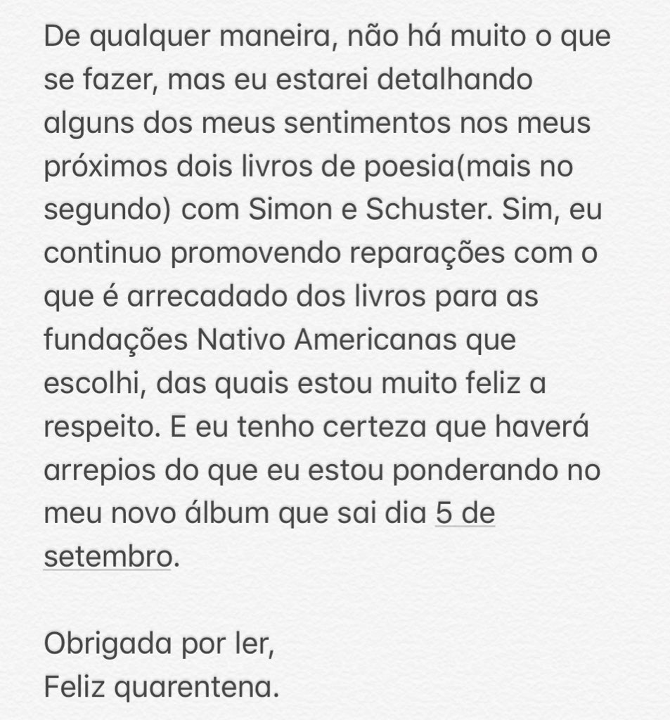 GENTE? Nova carta publicada por Lana Del Rey no Instagram.

“Agora que Doja Cat, Ariana, Camila, Cardi B, Kehlani, Nicki Minaj e Beyoncé tiveram #1 com suas músicas sendo sexy, sem roupas, posso voltar a cantar sobre minhas músicas sem ser crucificada?”