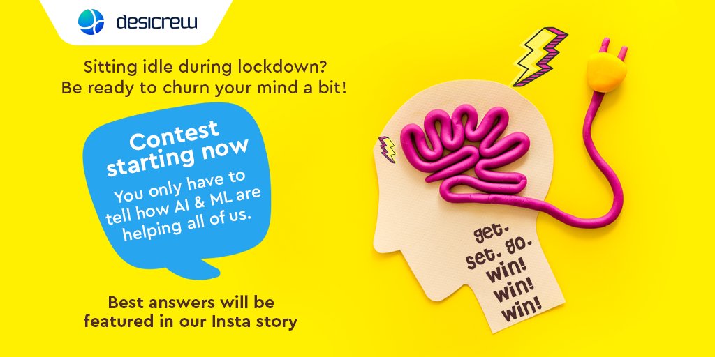 DesiCrewSolns's tweet photo. #contestalert #aiandmachinelearning #aicontest #mlcontest

Tell how AI &amp; ML are helping all of us.
Post your answers in the comment section and follow our page and you are all set to be the part of our contest.
Get. Set. Go.
Win! Win! Win! https://t.co/pMO7ETEvG7