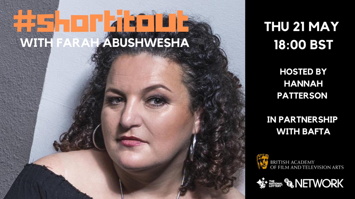 bfinetwork's tweet image. 📹 Filmmakers! Do you want advice on low-budget filmmaking and how to avoid writers block? 😃 Tune in at 6pm today for a fantastic #Shortitout Q&amp;amp;A with BAFTA-nominated producer @farahabushwesha 💻 
Don't miss out!
🎬 Register here now:
us02web.zoom.us/webinar/regist…