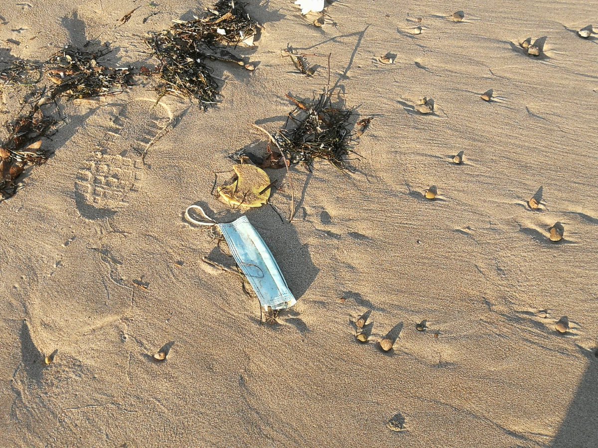 Una centinela de San Vicente nos manda esta foto y nos comenta que el martes, "tristemente", en su paseo por la playa de Merón, se encontró la primera mascarilla. 
#porunacostasinresiduos, #ceroresiduosCOVID