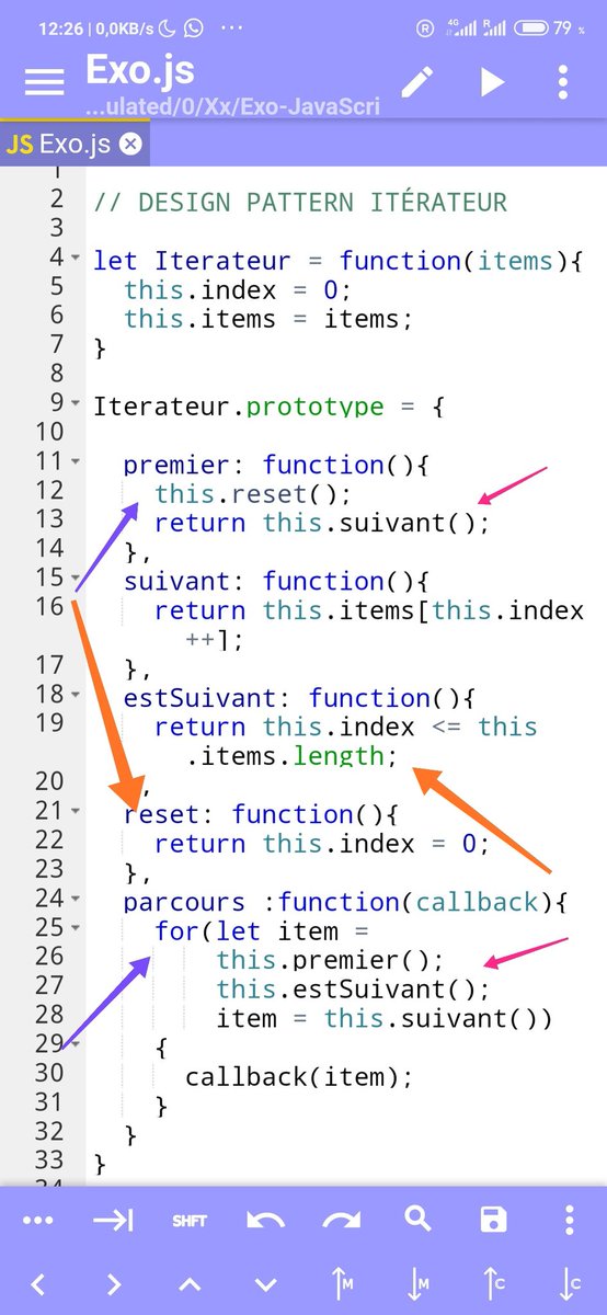 code_au's tweet image. Le modèle d'itérateur en #javascript permet aux clients de parcourir efficacement une collection d'objets, un exemple.
#DesignPatternIterator