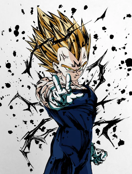 決死戦
#魔人ベジータ  #ドラゴンボール 
#墨絵 