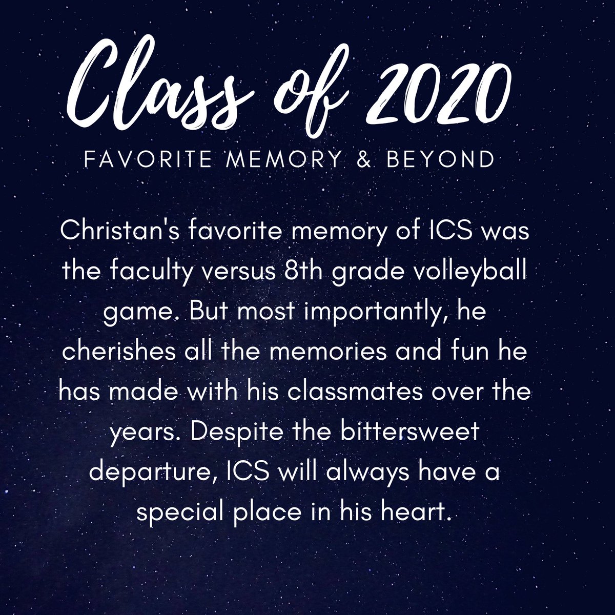 mrsdangelo_ICS's tweet image. Today’s Spotlight-Christan Camara! Christan’s contributions to the ICS Band and CYO Track team are unparalleled! He’s a true Renaissance man! Congrats on all of your achievements, Christan! Your ICS family is proud of you! #GreatGrad🎓 #IncredibleCatholicStudent #Classof2020