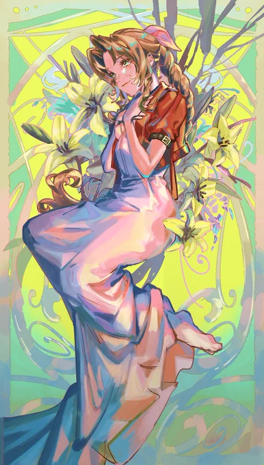 #絵師は初投稿イラスト最新イラストお気に入りイラストを見せる見た人もやる 
クリスちゃん一応ピクシブにUPしたやつの中では新しいので最新ということで…!お気に入りはエアリス 