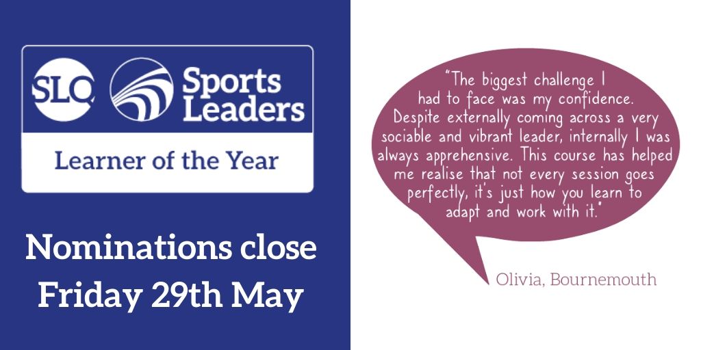 Don’t miss the chance to make a nomination for this year’s Learner of the Year Awards. Share your learners’ stories of resilience in overcoming their challenges and inspiring others. Nominations close on Friday 29th May – find out more here: sportsleaders.org/about-us/learn…