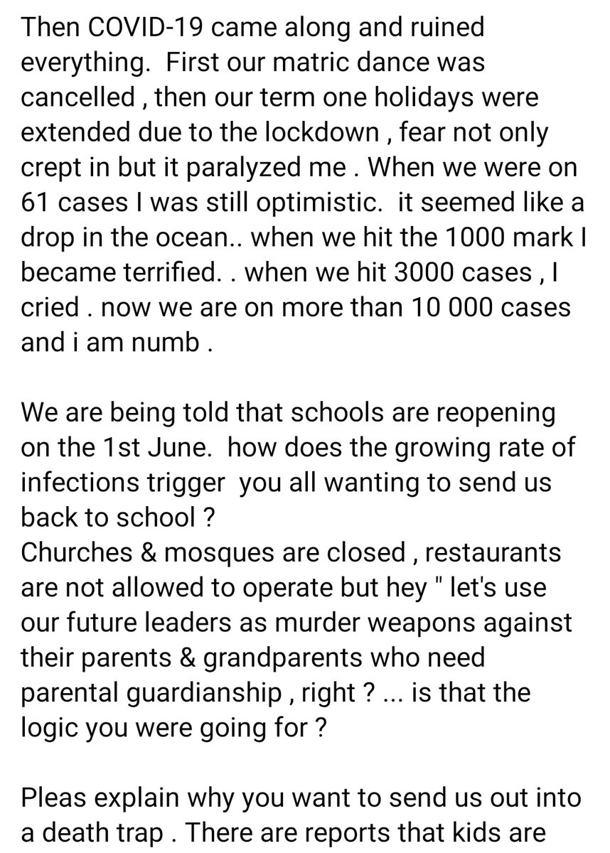 mbali_ndlela's tweet photo. A letter by a matriculant. https://t.co/5cSY1Lv4CD