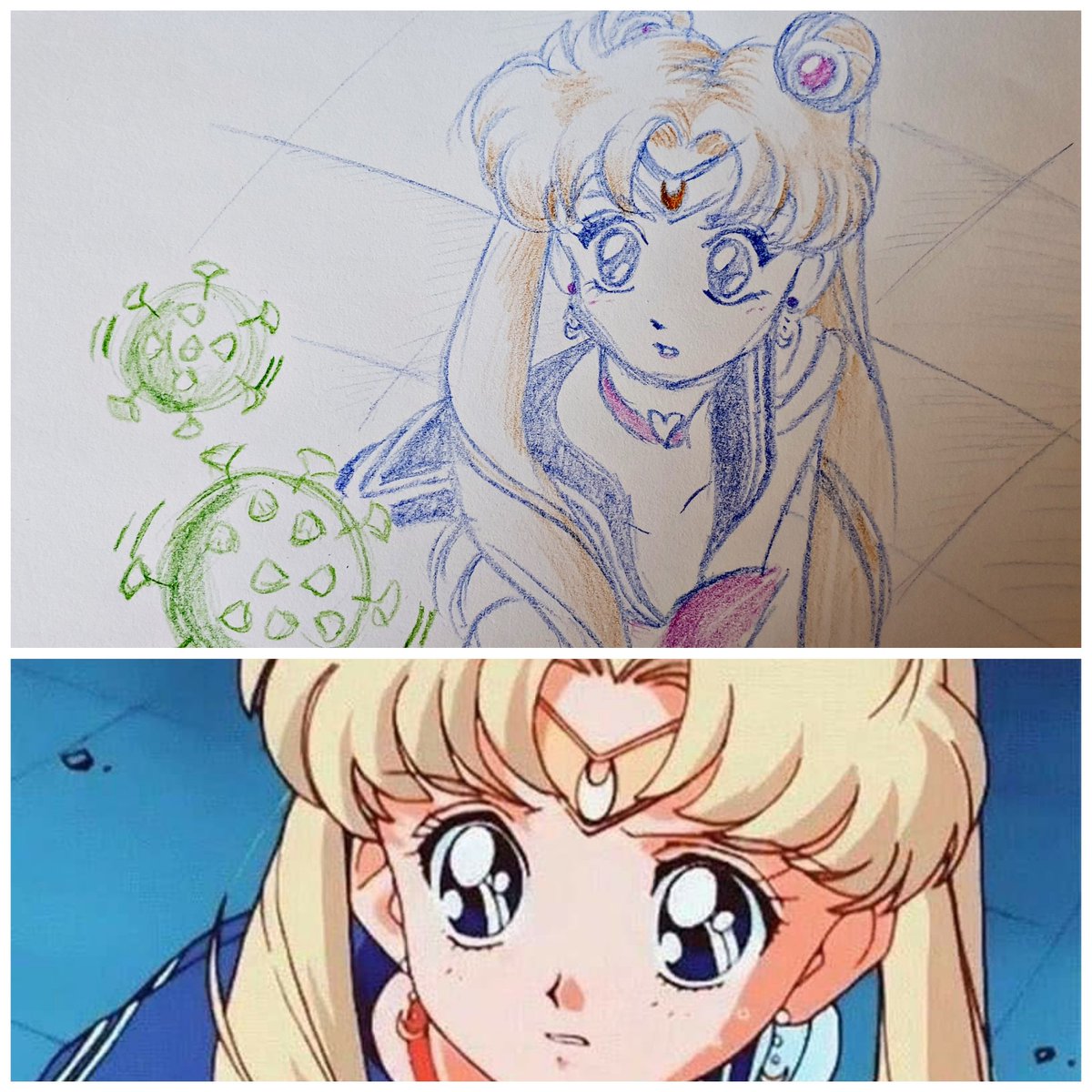 juppina's tweet photo. #sailormoonredraw
#usagi vs #Covid_19 
Le Sailor al servizio dei nuovi nemici dell'umanità!!! https://t.co/wWM9YvayBE