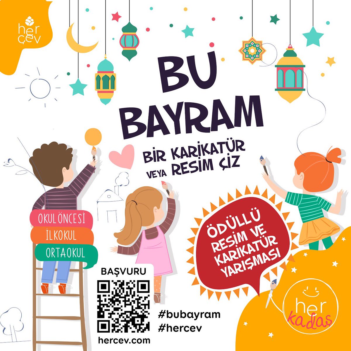 hercocugaegitim's tweet photo. Haydi Çocuklar !
Bu Bayram Bir Karikatür/ Resim Çizin !
“Bu Bayram” karikatür/resim yarışması ile birbirinden güzel armağanlara ve
çalışmalarınızın uzman bir ekip tarafından değerlendirilme şansına sahip olun !
#hercev
#bubayram
#herçocuğaeğitimvakfı
#herçev
#resimyarışması https://t.co/1qYzmDzUM9