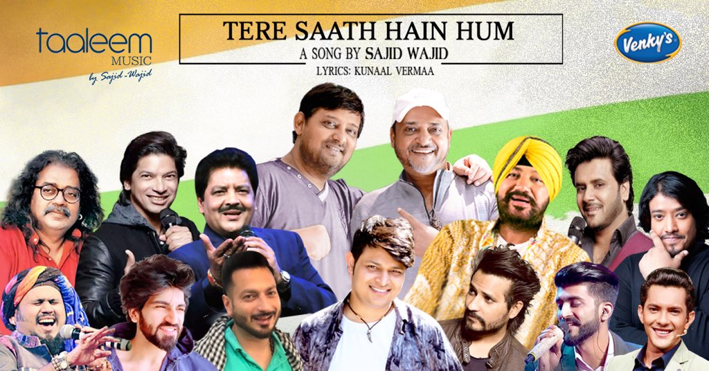 .@TaaleemMusic in assoc with #Venky’s premiering their first song youtu.be/EPb3isXkfGw At 8 pm today @SajidMusicKhan @wajidkhan7 @kunaalvermaa77 @adityadevmusic @SingerHariharan #uditnarayan @dalermehndi @singer_shaan @javedali4u @Md_Irfan17 @aslidivyakumar #AdityaNarayan