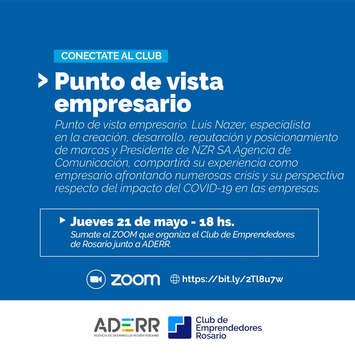 ecofe_sf's tweet photo. HOY a las 18 HS @ClubEmprendeRos junto con @ADERRROSARIO recibe a Luis Nazer, especialista en la creación, desarrollo, reputación y posicionamiento de marcas y Presidente de NZR SA Agencia de Comunicación 📲
El link para participar
https://t.co/3lLI08tUON
ID: 839 9377 6084 https://t.co/VfysUQ82IT