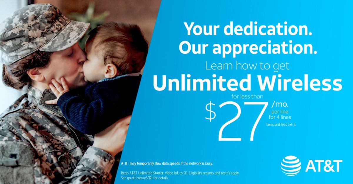 We are proud to offer exclusive savings for Military and First Responder families. Learn how to get the AT&amp;T Unlimited Starter plan for less than $27/mo. per line, for four lines, by visiting our AT&amp;T Store at 7687 W Ridgewood Dr, Parma, OH 44129 or calling 216-910-7324 !