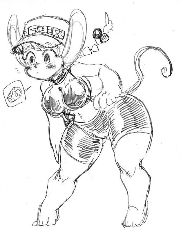 初期のピンクネズミちゃん、この頭身はこの頭身で気に入ってるからなんかリメイクして違うキャラにしたい。キャップ付きで。キャップ娘好き。 