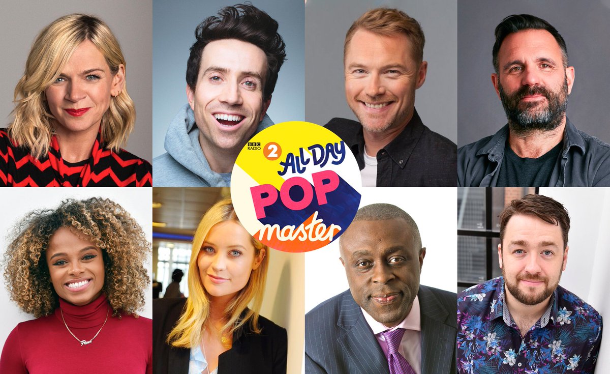BBC Radio 2 (@bbcradio2) on Twitter photo Representing their radio stations, here are today's celeb #PopMaster quizzers!
<a href="/ZoeTheBall/">Zoe Ball</a>
<a href="/grimmers/">nick grimshaw</a> | <a href="/BBCR1/">BBC Radio 1</a>
<a href="/ronanofficial/">Ronan Keating</a> | <a href="/magicfm/">Magic Radio</a>
@shaunwkeaveny | <a href="/bbc6music/">BBC Radio 6 Music</a>
<a href="/FleurEast/">FLEUR EAST</a> | <a href="/hitsradiouk/">Hits Radio</a>
<a href="/thewhitmore/">Laura Whitmore ⚡️</a> | <a href="/BBC5Live/">BBC Radio 5 Live</a>
@dotunadebayo | 5Live & BBC Local
<a href="/JasonManford/">Jason Manford</a> | <a href="/absoluteradio/">Absolute Radio</a> Representing their radio stations, here are today's celeb #PopMaster quizzers!
<a href="/ZoeTheBall/">Zoe Ball</a>
<a href="/grimmers/">nick grimshaw</a> | <a href="/BBCR1/">BBC Radio 1</a>
<a href="/ronanofficial/">Ronan Keating</a> | <a href="/magicfm/">Magic Radio</a>
@shaunwkeaveny | <a href="/bbc6music/">BBC Radio 6 Music</a>
<a href="/FleurEast/">FLEUR EAST</a> | <a href="/hitsradiouk/">Hits Radio</a>
<a href="/thewhitmore/">Laura Whitmore ⚡️</a> | <a href="/BBC5Live/">BBC Radio 5 Live</a>
@dotunadebayo | 5Live & BBC Local
<a href="/JasonManford/">Jason Manford</a> | <a href="/absoluteradio/">Absolute Radio</a>