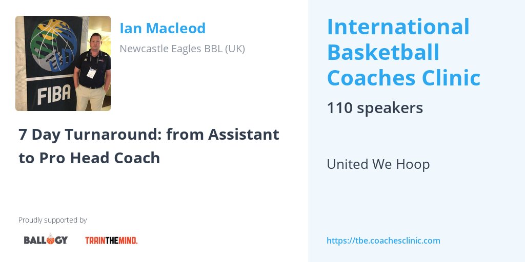 Happy to be a returning to The Basketball Embassy’s International Coaches Summit! 
@Coaches_clinic

Today I will be talking about my journey from assistant to first year Head coach of @Newcastleeagle 

(21st May, 6pm. (BST) 

Tune in! #unitedwehoop

tbe.coachesclinic.com/?sc=CTxOZgnr