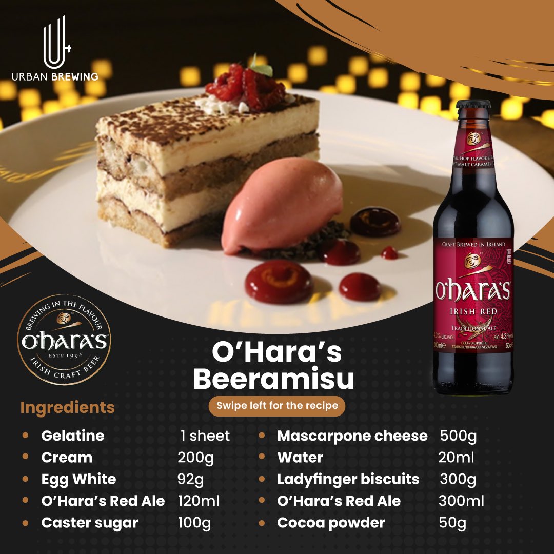 OHarasBeers's tweet photo. BEERAMISU - a delicious tiramisu made with O’Hara’s Irish Red!

This recipe serves 10

Created by Dan Keane, Head Chef at @ubrewingdublin https://t.co/JR8Sgq5Xdj