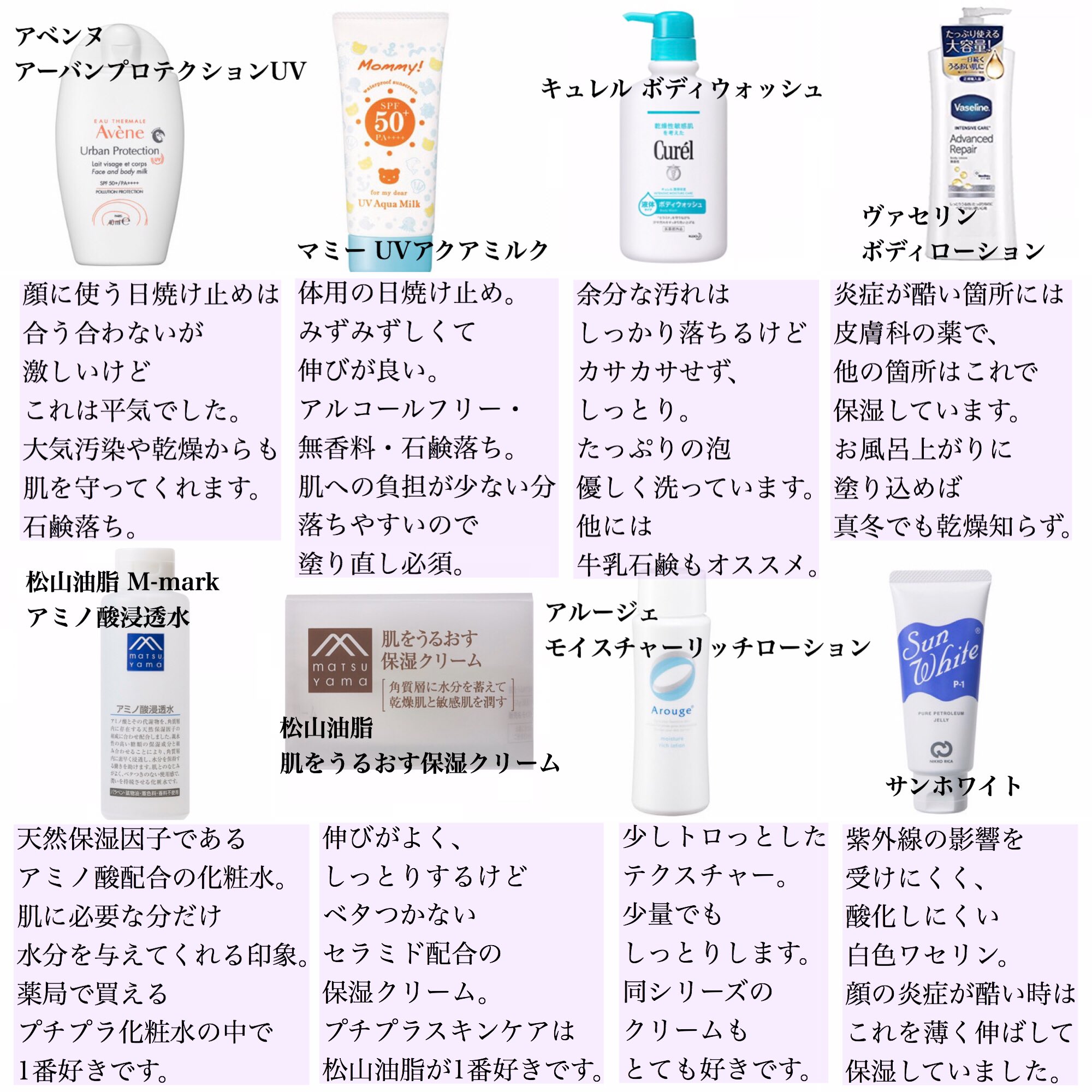 しろくまちゃん 私のアトピー対策 色素沈着について まとめると 皮膚科で自分に合った薬を処方してもらう 全身くまなく保湿 汗をこまめに拭く 紫外線対策 バランスの良い食事 を重視しました 4枚目は今でもよく使っている日焼け止めや