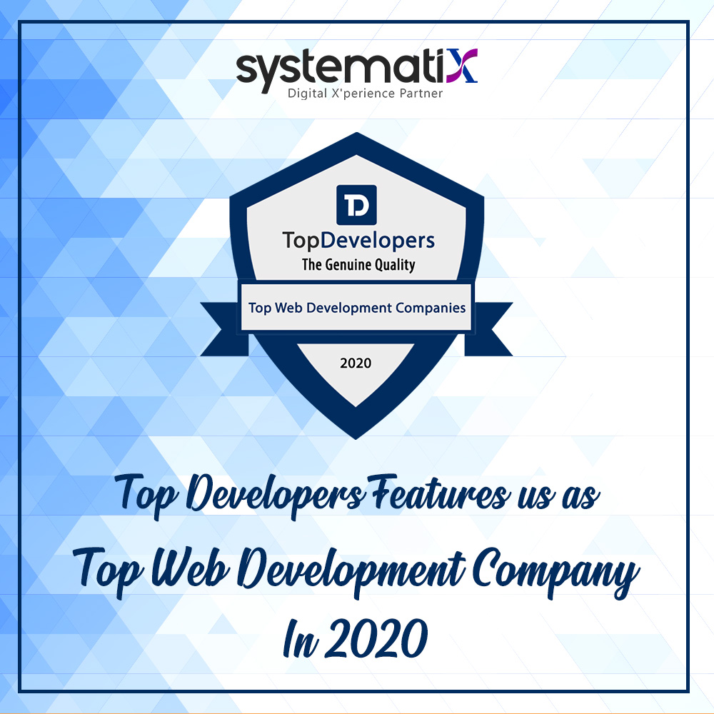 Softude_'s tweet image. So here comes one more achievement. Systematix has been recognized as the “Top Web Development Company in 2020” by a  trusted B2B Research &amp;amp; Analytics platform topdevelopers.co

Check out bit.ly/2Znupi4

#proudmoment #topwebdevelopmentcompany #teamsystematix