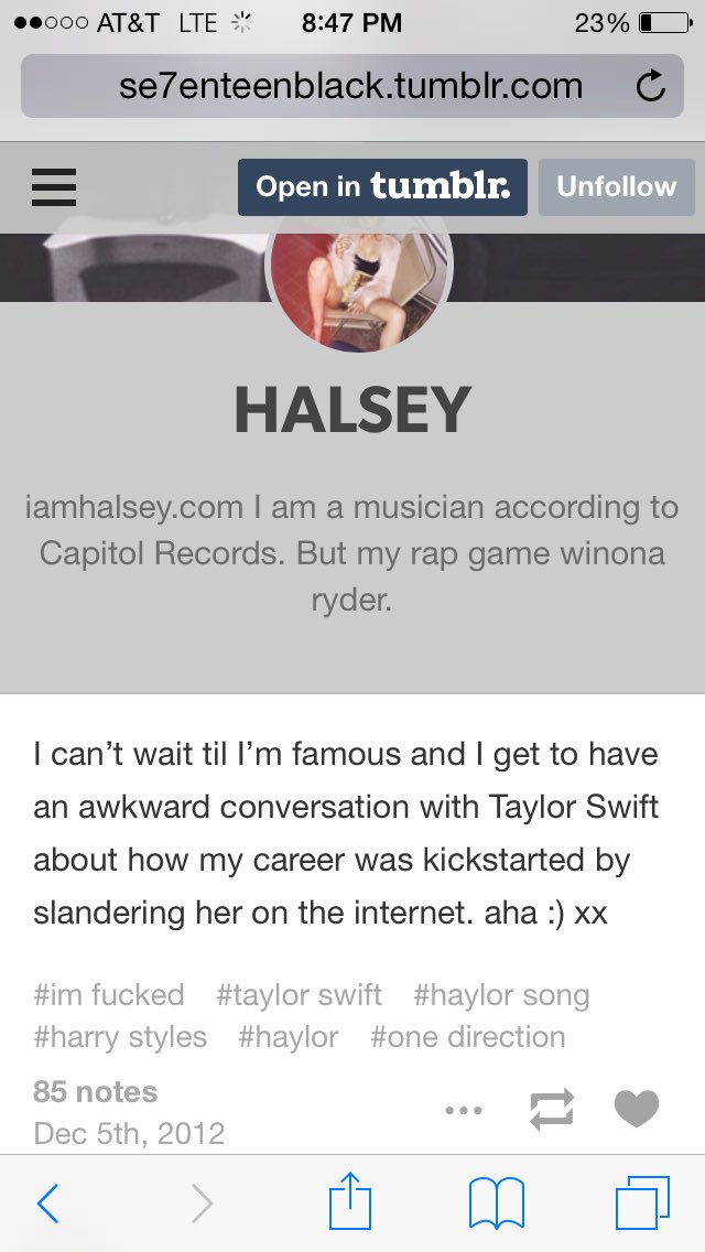 Thread on how Halsey kicked off her career by hating on Taylor and then switched up when she felt like it could benefit her, using Taylor's struggles to improve her image and fish for a collab: