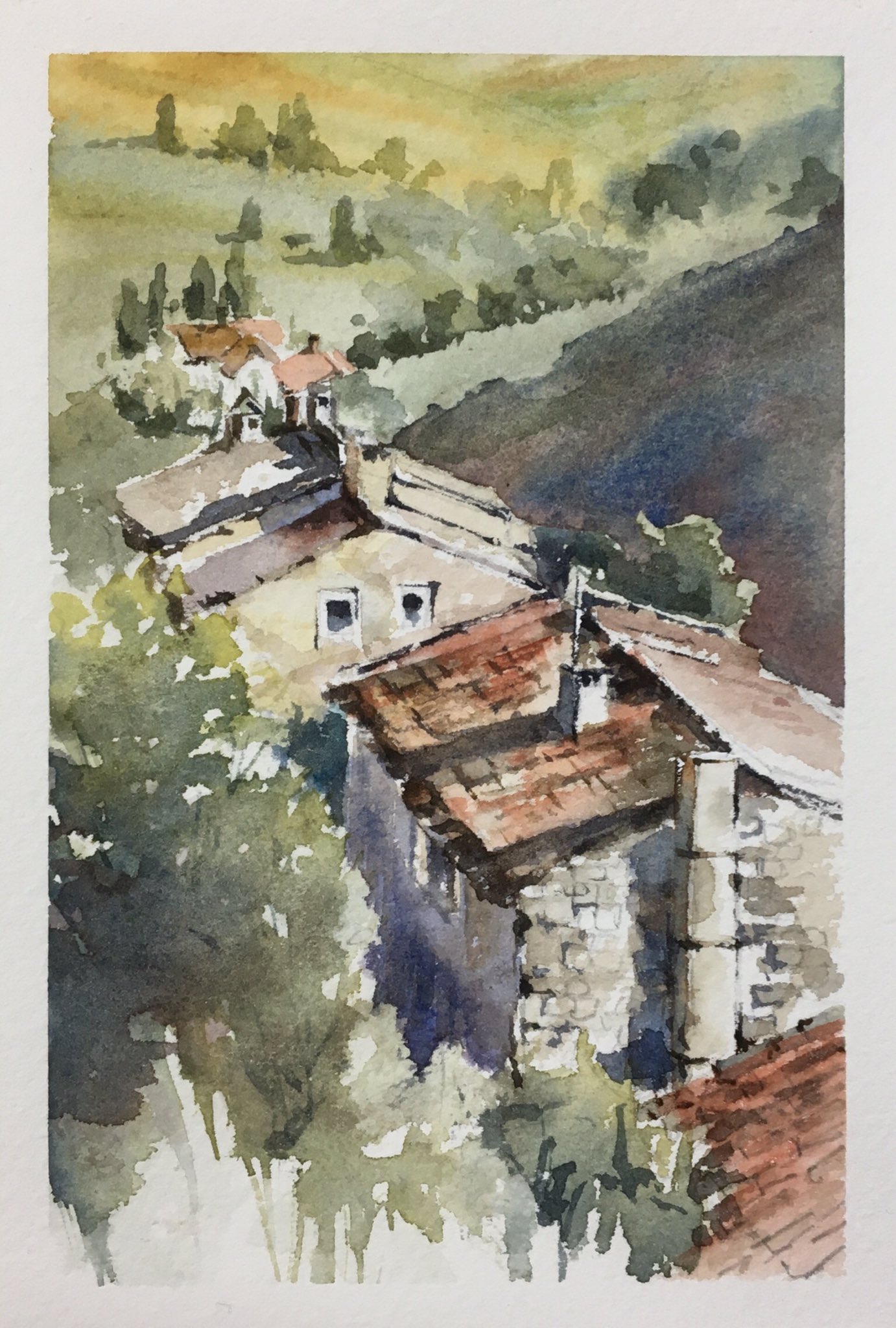 Takamonmon ヨーロッパの小さな村 ヨーロッパ フランス プロヴァンス アトリエtaka ペン画 ペン彩画 Penandwash 水彩画 風景画 アート Watercolour Lineandwashwatercolor Watercolourpainting Lineスタンプ コアラのココ