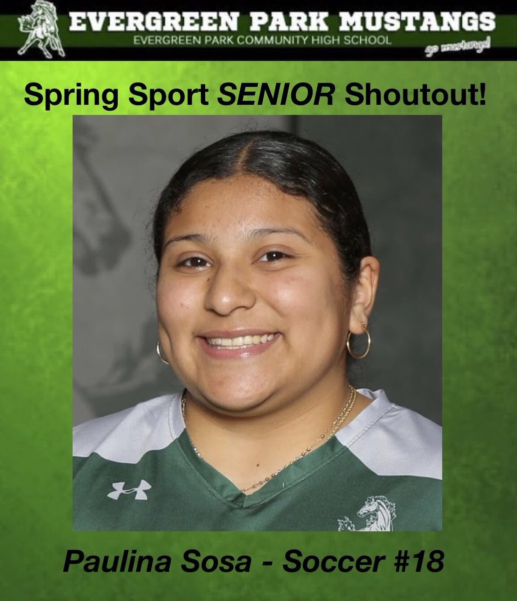 EPCHSAthletics's tweet photo. Today’s #SpringSeniorAthletes shoutout goes to Paulina Sosa #18 Soccer ⚽️ 🥅. We have so much #MustangPride for all your accomplishments both on &amp; off the field, 🎓#ClassOf2020 @EPCHSGBsoccer @epchs231 https://t.co/FoQrzCf0PU