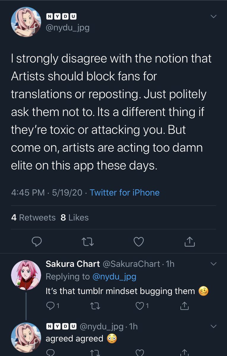 The first one, an artist who thinks reposts of art without permission or credit, and even when the artist doesn't allow reposts anyway, are absolutely okay. And if you call out people for reposting, you're the bad one. Even if you are the artist who created the art.