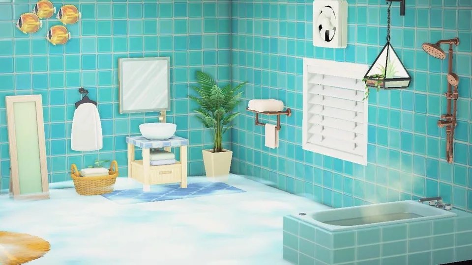 148. Une salle de bain bleue avec un sol nuageux !(Source :  https://www.reddit.com/user/tangyyam/ )