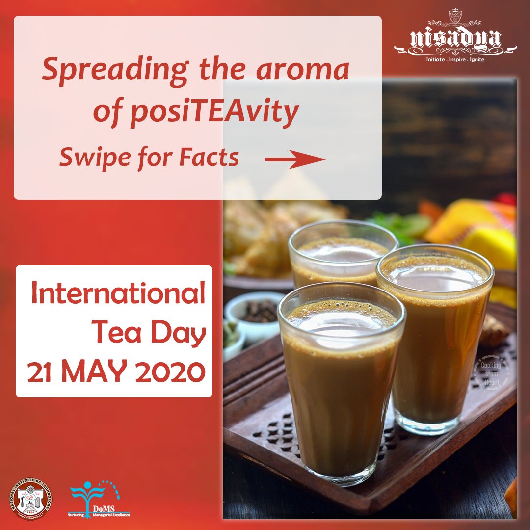 NisadyaNITT's tweet photo. Brace yourselves for some facts with a cup of hot tea this International Tea Day!
#internationalteaday #tealovers #teaday2020 #internationalteaday2020 #Nisadya #domsnitt #nitt https://t.co/6GzLAFXCn5