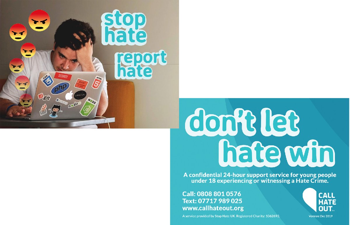 CallHateOut's tweet photo. We're excited to tell you about our new A5 postcards &amp; A4 posters for our Call Hate Out™ service, a confidential 24-hr support service for #youngpeople under 18 experiencing or witnessing #HateCrime.

Find out more: https://t.co/r8vjl1JreV or to order email info@stophateuk.org https://t.co/o9D7BUBFVC