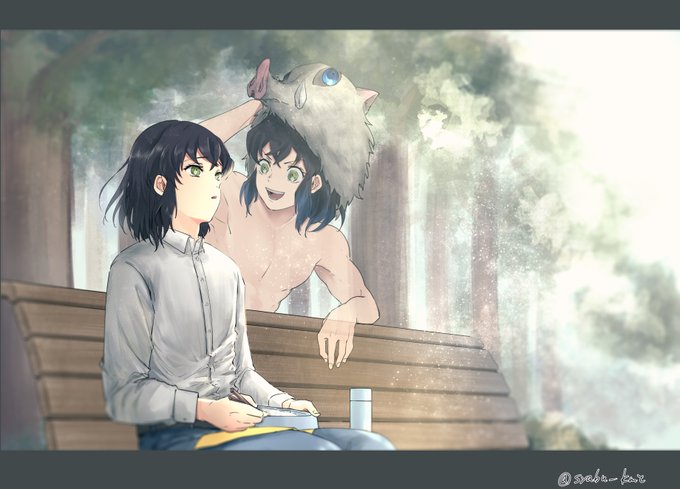 しゃぶさんがTwitterに投稿した嘴平伊之助(鬼滅の刃)のイラスト。
