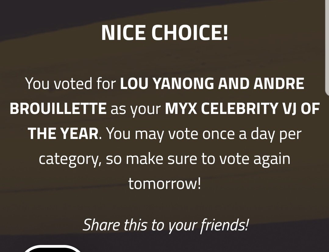 Sandfii1's tweet photo. DONE VOTING! BUKAS ULIT 😍

1. Click the Link: https://t.co/m1EXhR31dt
2. Login your Kapamilya Accounts
3. Look for "MYX CELEBRITY VJ OF THE YEAR" category
4. VOTE for Lou Yanong &amp; Andre Brouillette

#MYXAwards2020
#LouDre https://t.co/xL9Ge3YQ7I