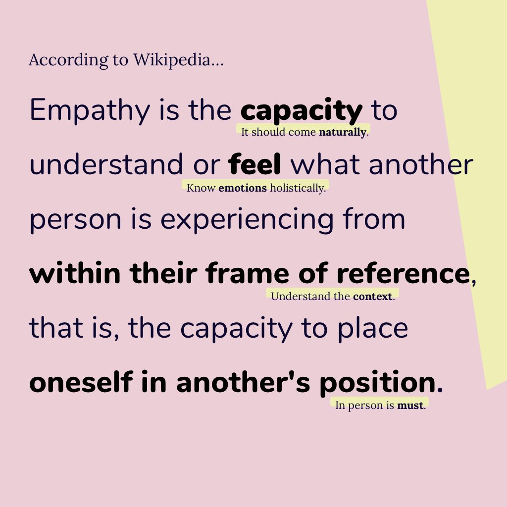 DesignImmortals's tweet photo. ๐ค๐คWhat the heck is Empathy?๐
.
.
.
#uxtips #uxtricks #designtips #designtrends #designtricks #empathy #empathymatters #empathmapping #learnux #learndesign #learnuxdesign #uxdesigner #uxresearch #designthinking #ux #hcd #ucd #loveux #aspiringdesigner #aspiringuxdesigner https://t.co/97DdB0yF1n