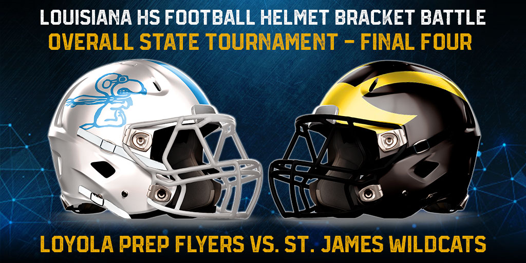 GeauxPrepsLA's tweet photo. 🏆LOUISIANA HS FOOTBALL HELMET BRACKET BUSTER🏆
OVERALL STATE TOURNEY - FINAL FOUR

Loyola Prep Flyers vs. St. James Wildcats

VOTE BELOW (48 HOUR TIME LIMIT) https://t.co/HQkAkyHxMz