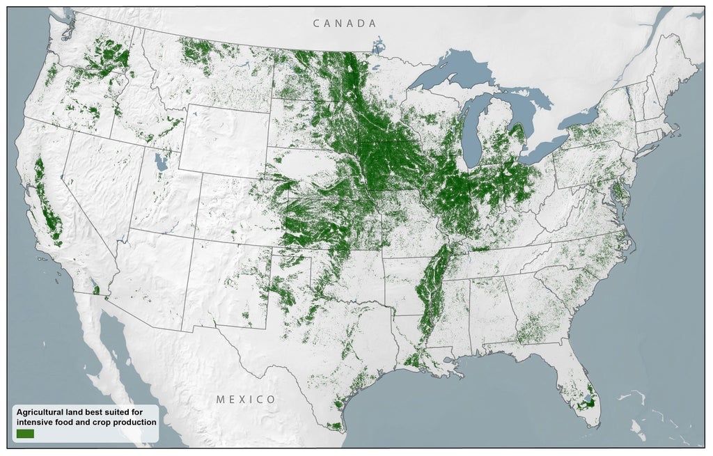 simongerman600's tweet image. Map shows the best farmland across the US.  Source: buff.ly/36deunZ