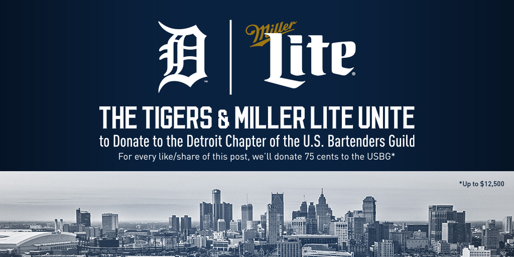 Hey Detroit, let’s make a difference today!
 
We’ve teamed up with <a href="/MillerLite/">Miller Lite</a> to help our local servers and bartenders when they need it most. For every RETWEET this post receives today, we’ll donate 75 cents to <a href="/TheUSBG/">United States Bartenders' Guild - USBG</a>.