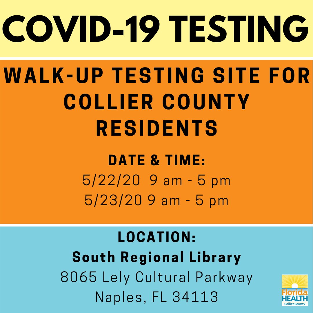 #COVID19 walk-up testing begins tomorrow at South Regional Library from 9a-5p! 

There is no age requirement, no cost, and no referral from a doctor needed for this testing site. Please note there will be no antibody testing at this site.