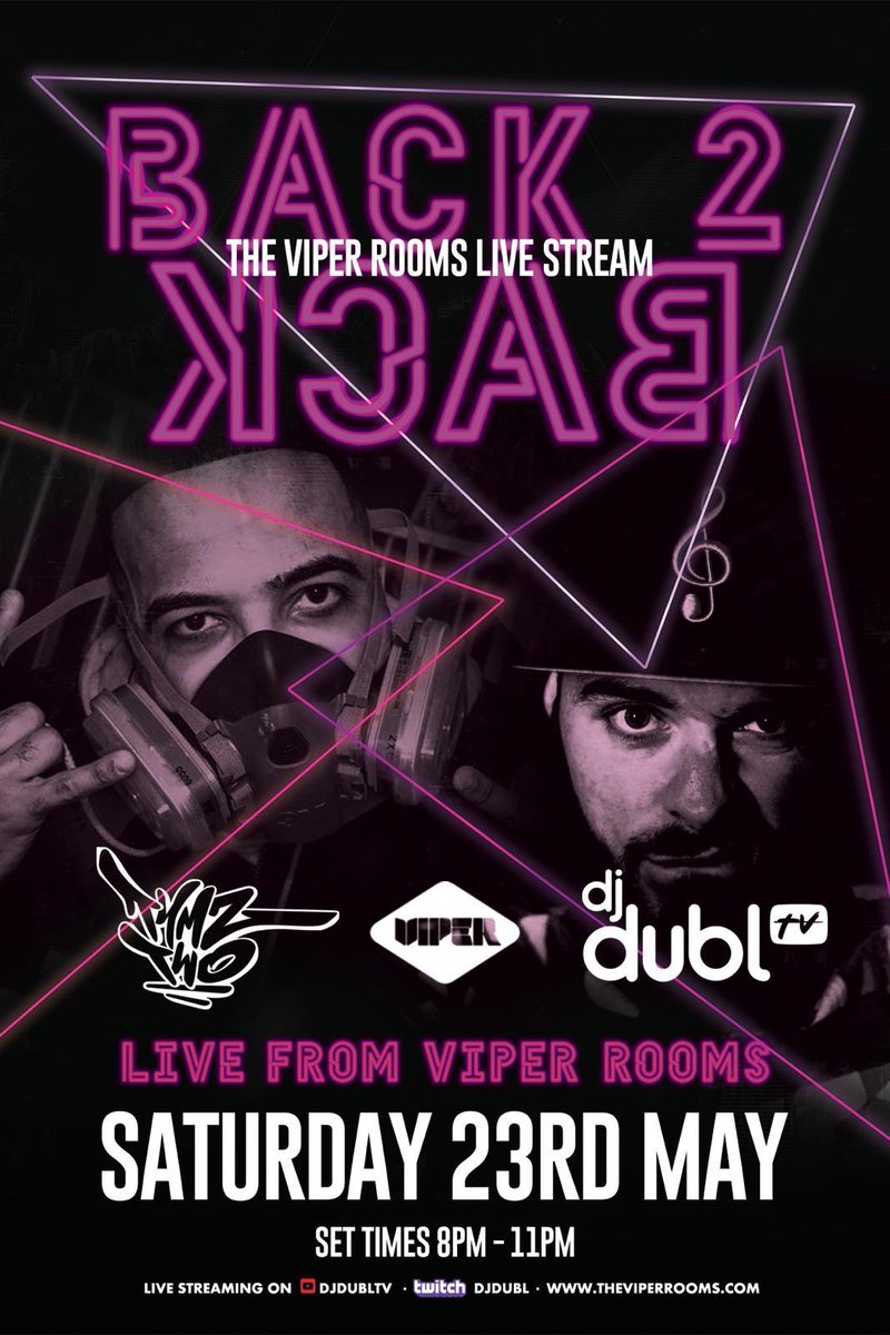THIS SATURDAY

Viper’s resident DJ’s back to back from 8pm. Fridays DJ Dubl vs Saturdays Tymz Two! LIVE from The Viper Rooms. 

We are giving away a £250 VIP package for when we reopen to one lucky ‘watcher’! All you need to do is share &amp; comment on the live video to be entered👀