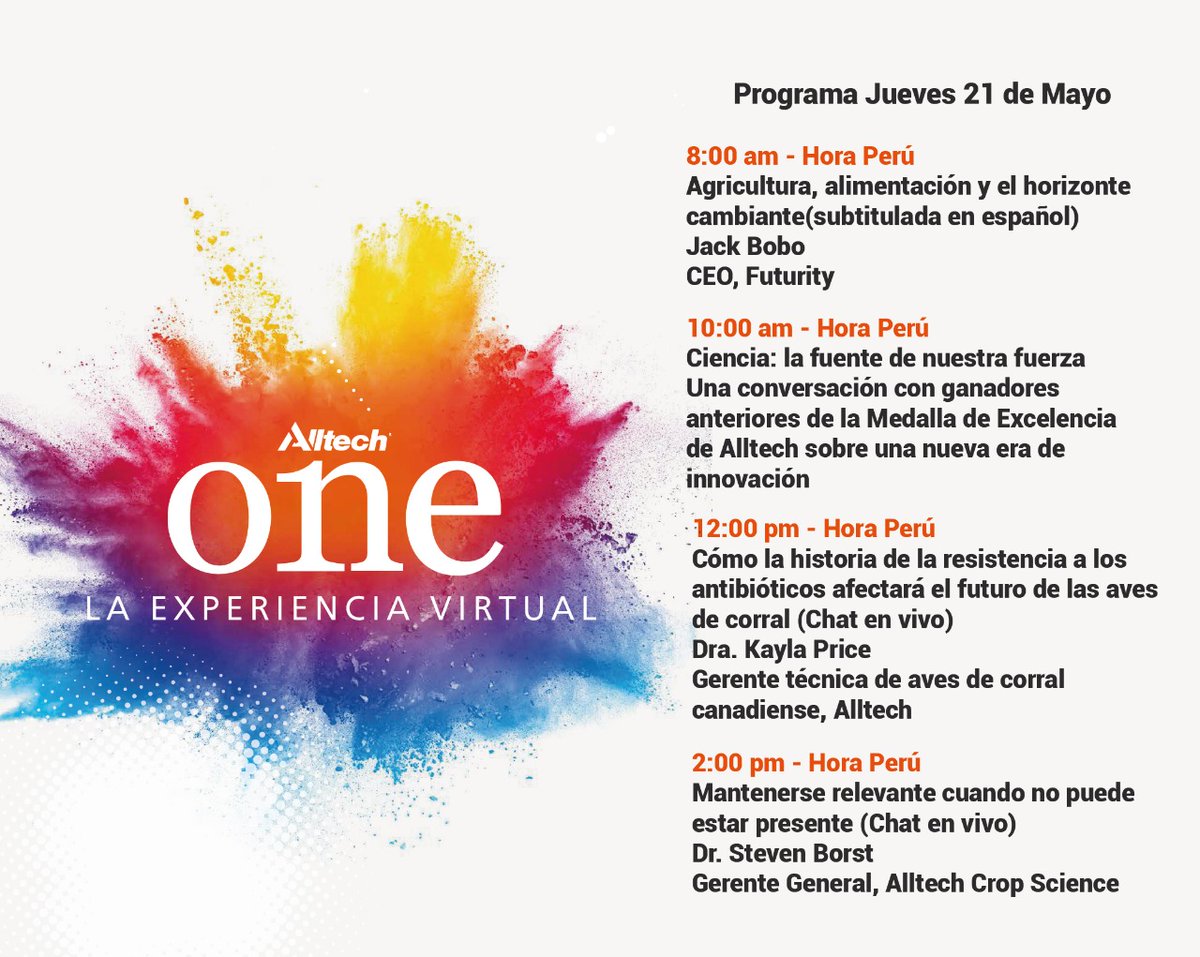 Rev_Avipecuaria's tweet photo. #Hoy se da inicio a #OneLaExperienciaVirtual de #Alltech con el tema: Agricultura, alimentación y el horizonte cambiante, a cargo de #JackBobo... en breve ☑
@AlltechLA
#AlltechLatinoamerica
#ONEBigIdea
#myONEpointofview https://t.co/DwE1GsUOtG