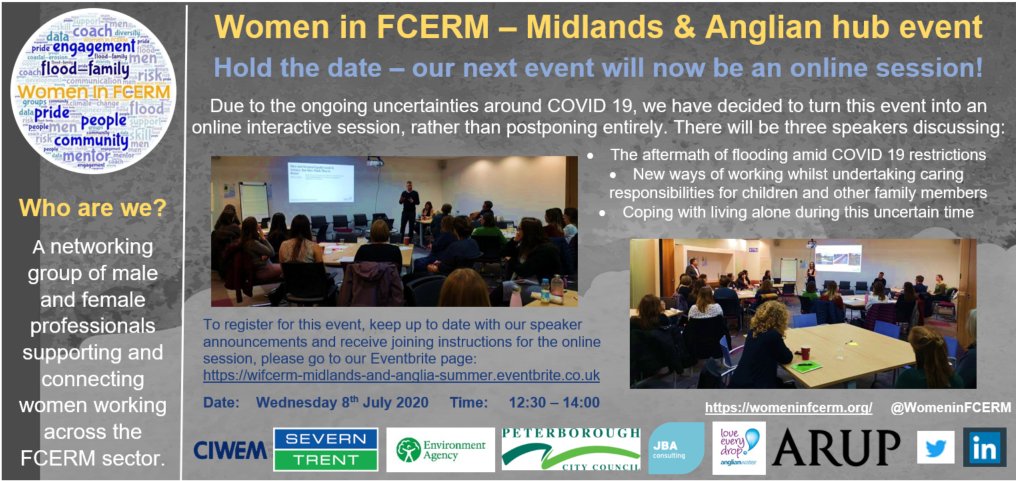 The next <a href="/WomenInFCERM/">Women In FCERM</a> event on 8th July will be virtual, so more of you can get involved! Pre-register your interest here: cutt.ly/SyU9KbH