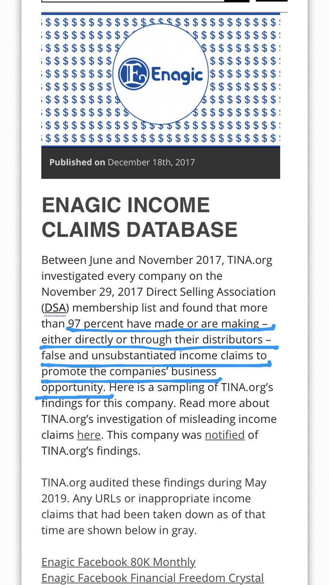 and reading the following link was interesting because it’s full PROOF that most of these girls are actually lying to their followers about their successes/water claims.  https://www.truthinadvertising.org/enagic-income-claims-database/