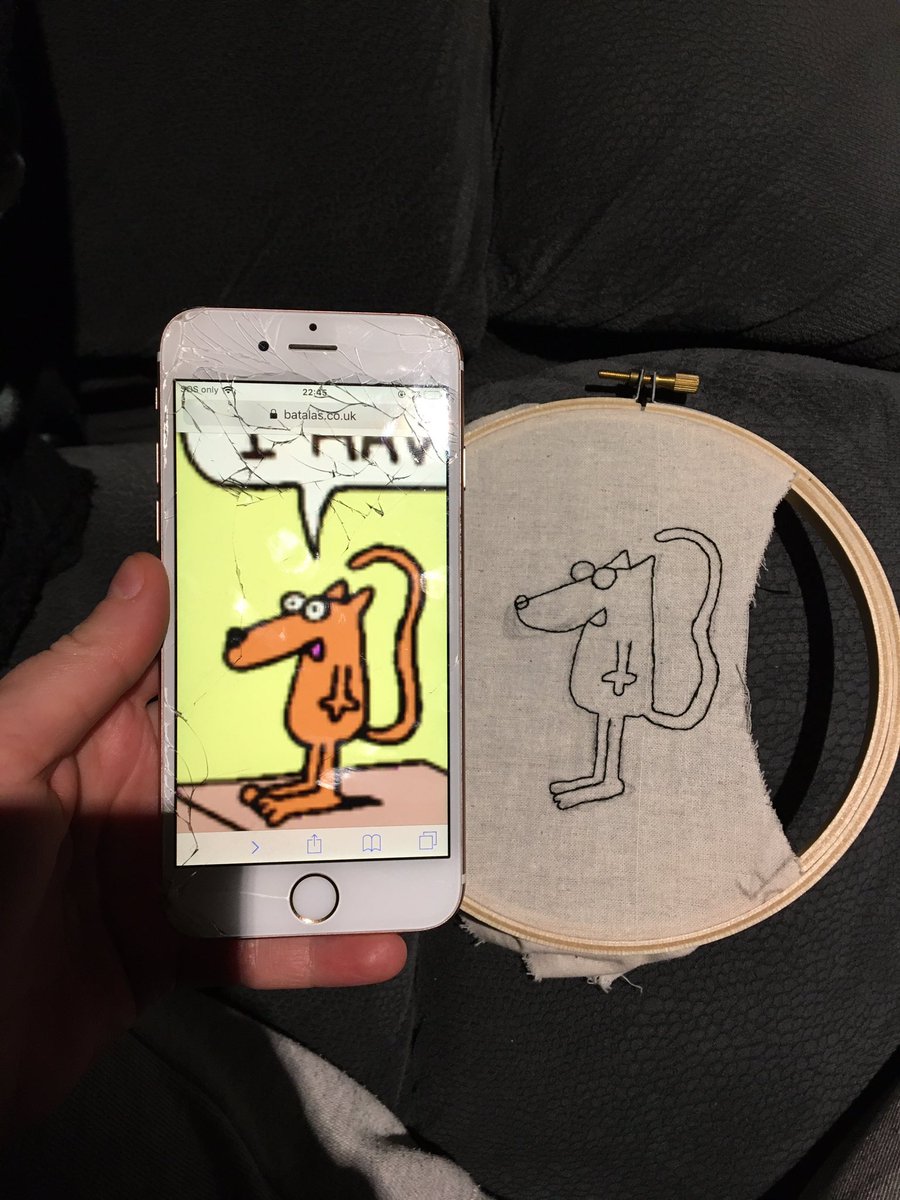 dayofrebecca's tweet photo. Okay but seriously, am I good or am I good???? #Embroidery #Art #Ratbert https://t.co/0Mu5ehInL6