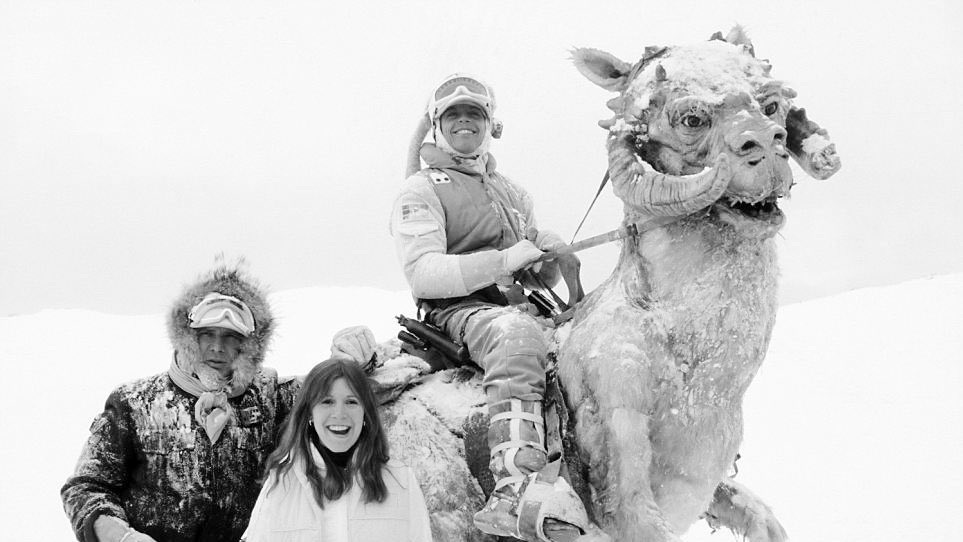 Harrison Ford, Carrie Fisher, Mark Hamill and Tautaun