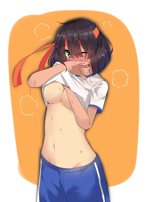#ガルパン版深夜のお絵描き60分一本勝負
#ガルパン版深夜のお絵描き60分一本勝負_20200521
お題「体操服」よりホシノさん 