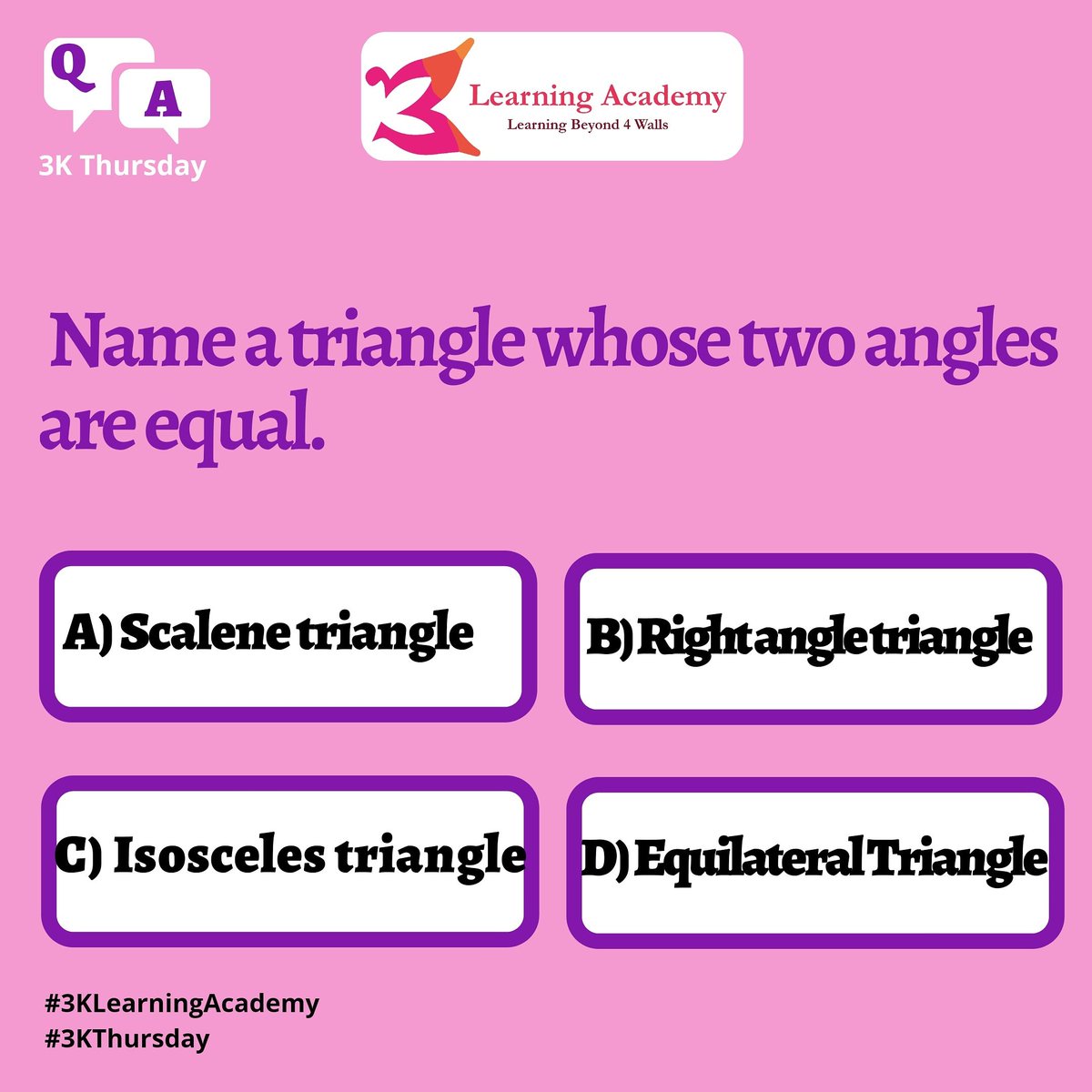 3Acdemy's tweet photo. Let's see if you can answer this.
.
Tag a friend who can answer this.
#3KLearningAcademy #3KThursday #mathsquiz #quiz #students https://t.co/w0MkEWqahq
